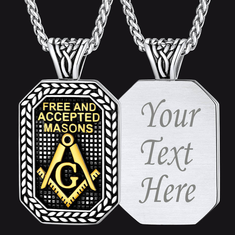 Engraved Freemason Masonic Dog Tag Necklace for