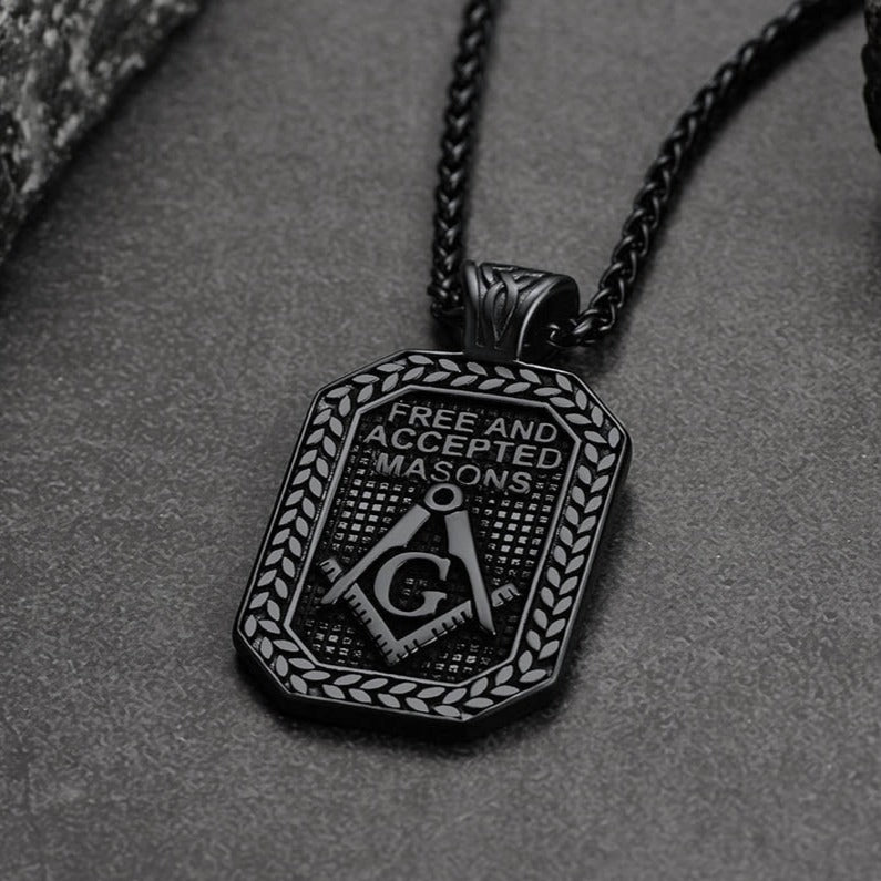 Engraved Freemason Masonic Dog Tag Necklace for