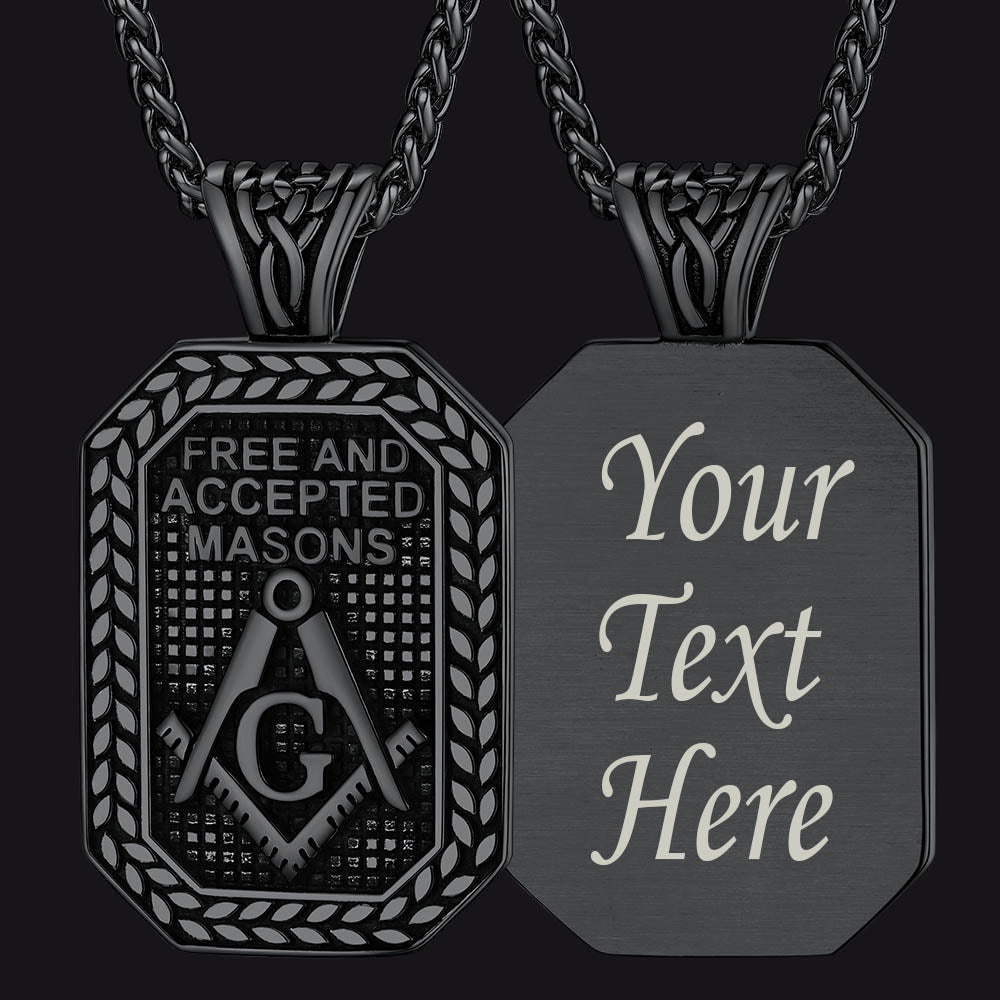 Engraved Freemason Masonic Dog Tag Necklace for