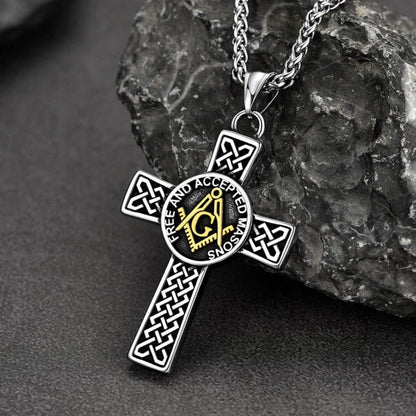 Masonic Celtic Cross Pendant Necklace for