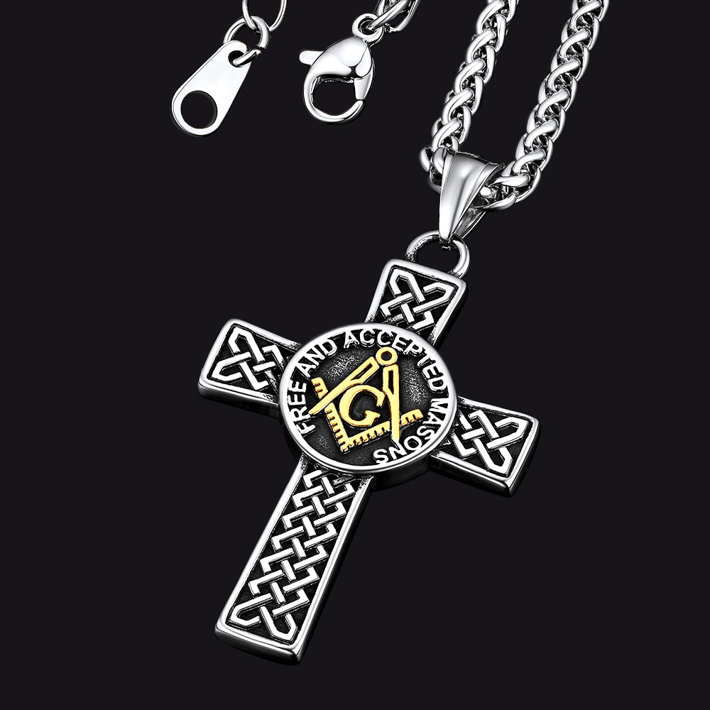 Masonic Celtic Cross Pendant Necklace for