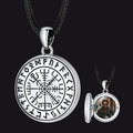 Personalized Photo Locket Necklace With Viking Compass for