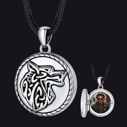 Custom Viking Wolf Locket Necklace With Picture Inside