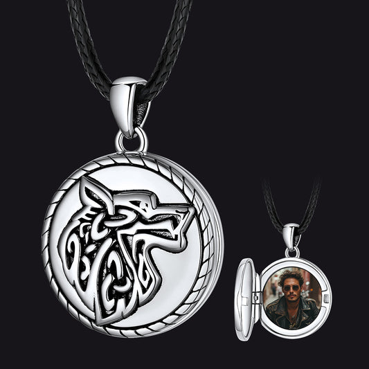Custom Viking Wolf Locket Necklace With Picture Inside