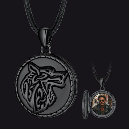 Custom Viking Wolf Locket Necklace With Picture Inside