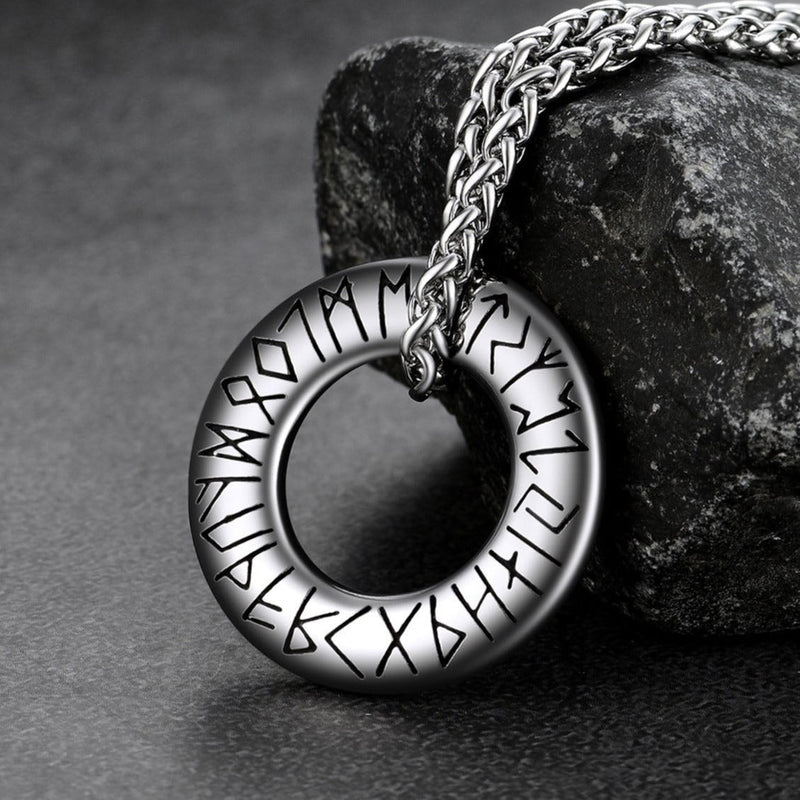 Norse Viking Rune Circle Chain Necklace for
