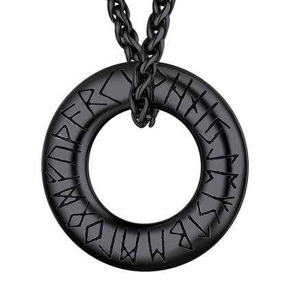 Norse Viking Rune Circle Chain Necklace for