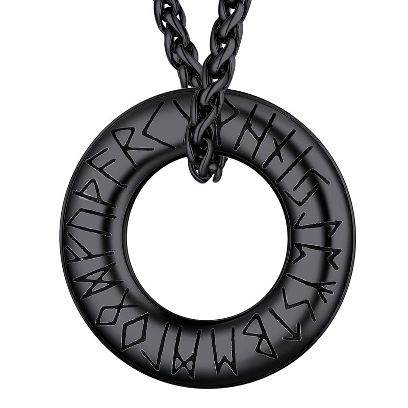 Norse Viking Rune Circle Chain Necklace for