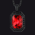 Engraved Crystal Dog Tag Necklace With Viking Runes for