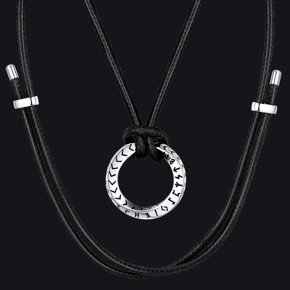 Viking Mobius Infinity Necklace Adjustable Leather Chain for