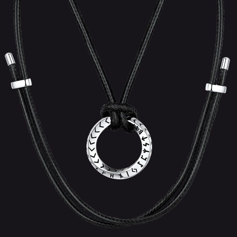 Viking Mobius Infinity Necklace Adjustable Leather Chain for