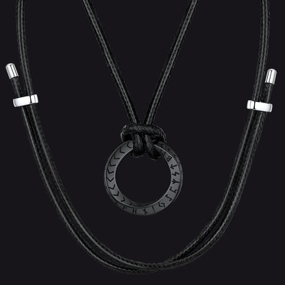Viking Mobius Circle Leather Necklace Adjustable Leather Chain for