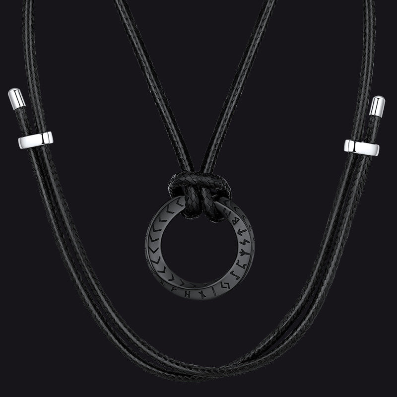 Viking Mobius Circle Leather Necklace Adjustable Leather Chain for