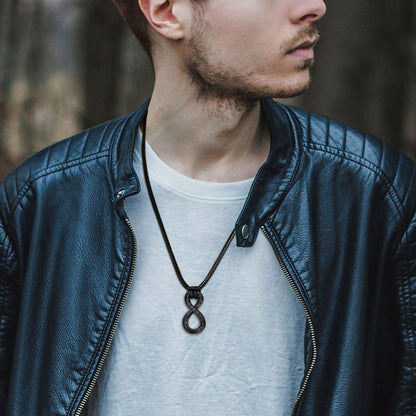 Viking Mobius Infinity Necklace Adjustable Leather Chain for