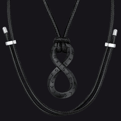 Viking Mobius Infinity Necklace Adjustable Leather Chain for