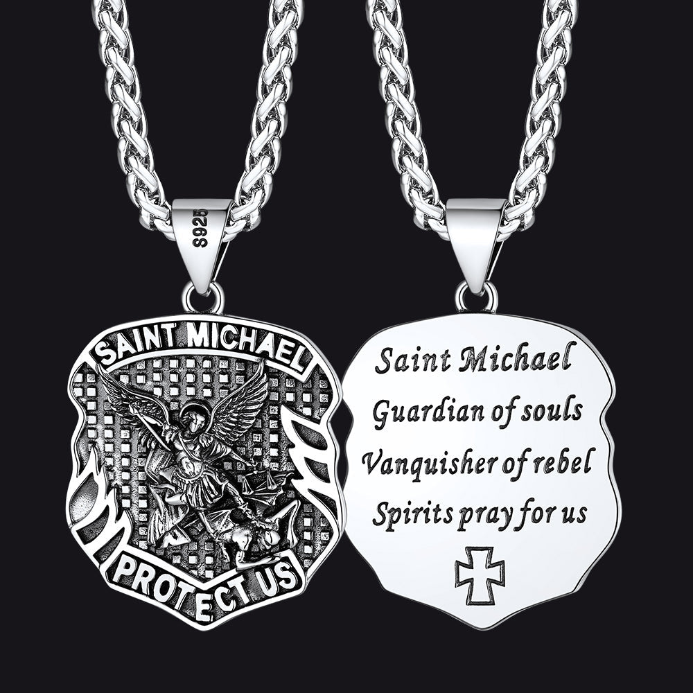 Oval Archangel Saint Michael Necklace Medal