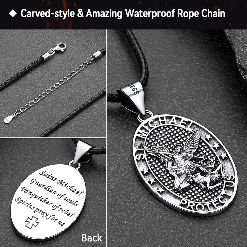 Oval Archangel Saint Michael Necklace Medal