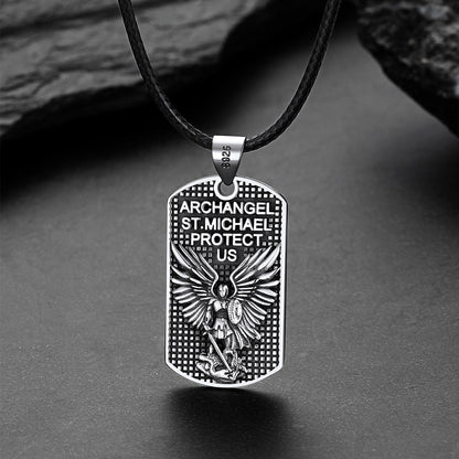 Catholic Archangel Saint Michael Dog Tag Necklace for