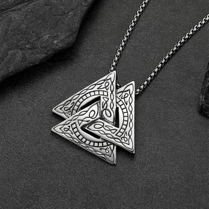 Viking Norse Odin Triangle Valknut Pendant Necklace for