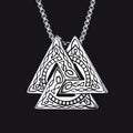Viking Norse Odin Triangle Valknut Pendant Necklace for