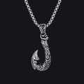 Viking Fish Hook Pendant Amulet Necklace for