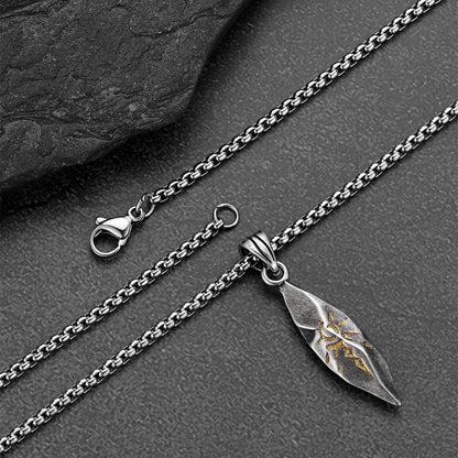 Punk Wishing Stone Tribal Rune Sun Pattern Necklace for