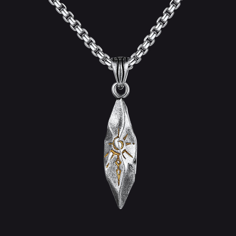 Punk Wishing Stone Tribal Rune Sun Pattern Necklace for