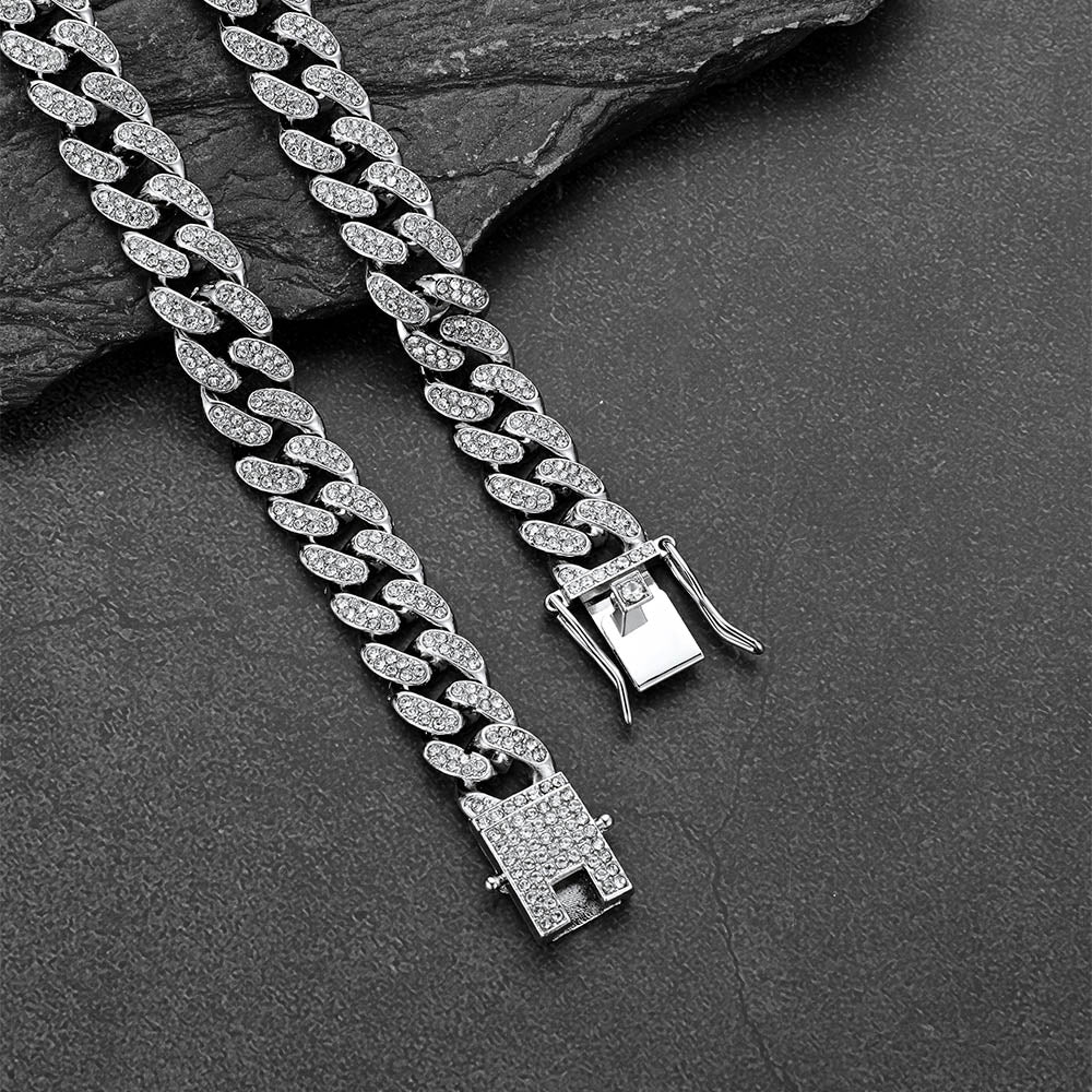 Full Diamond 666 Hand Pendant With Cuban Chain Necklace for