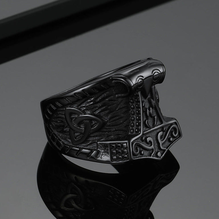 Viking Mjolnir Signet Ring Thor's Hammer Ring for