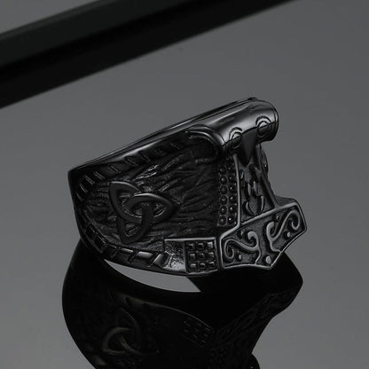 Viking Mjolnir Signet Ring Thor's Hammer Ring for