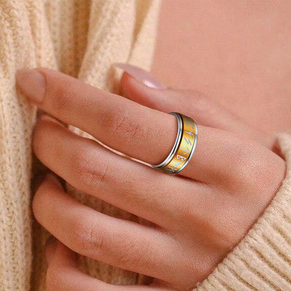 Viking Runes Fidget Anxiety Stainless Steel Ring for Couple