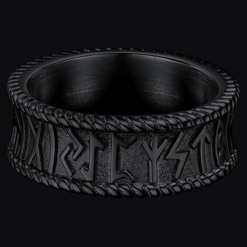 Stainless Steel Norse Viking Runes Band Ring for
