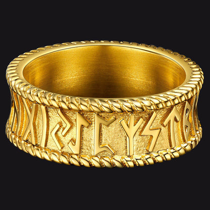 Stainless Steel Norse Viking Runes Band Ring for