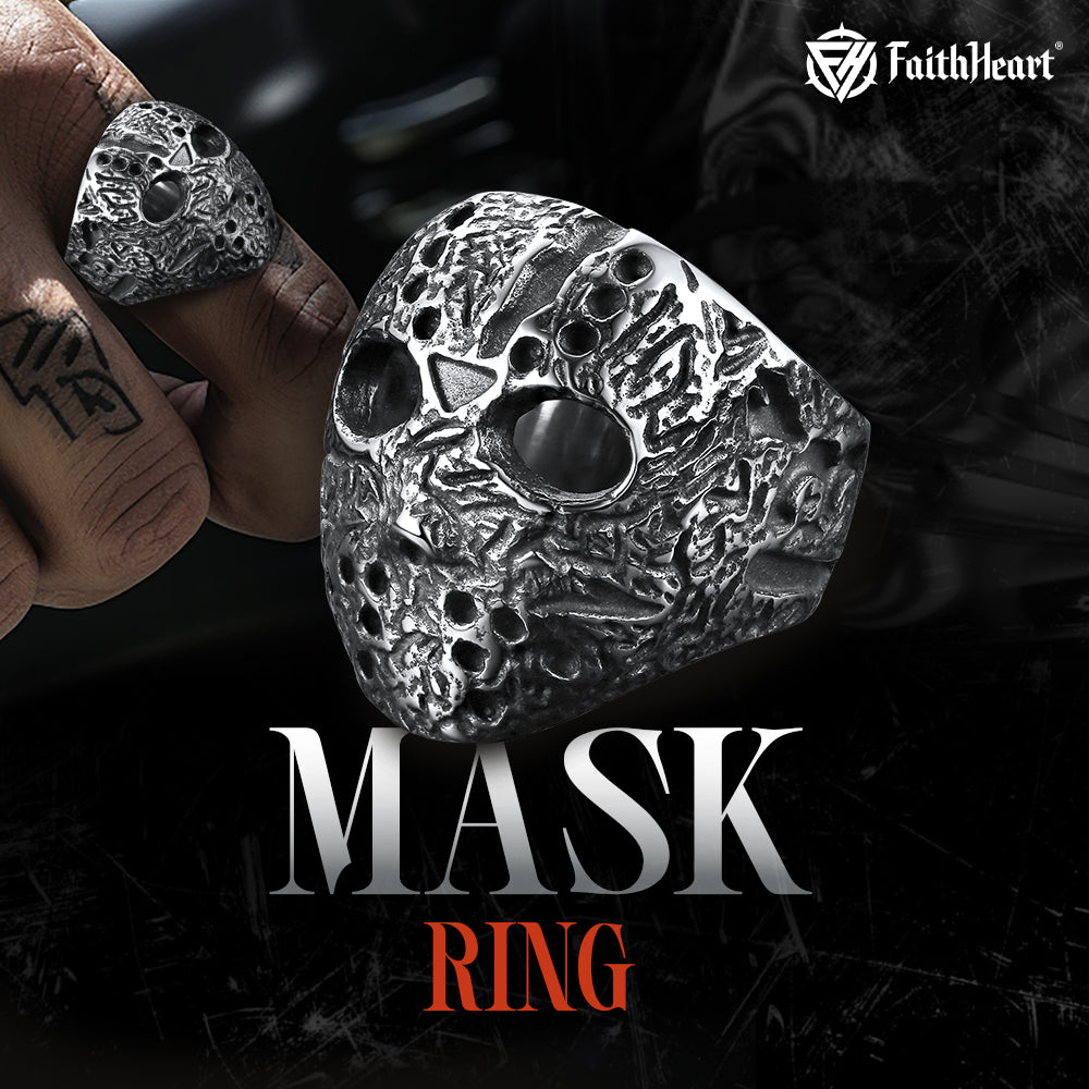 Gothic Jason Voorhees Mask Ring for