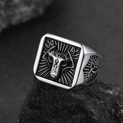 Norse Viking Wolf Signet Ring for