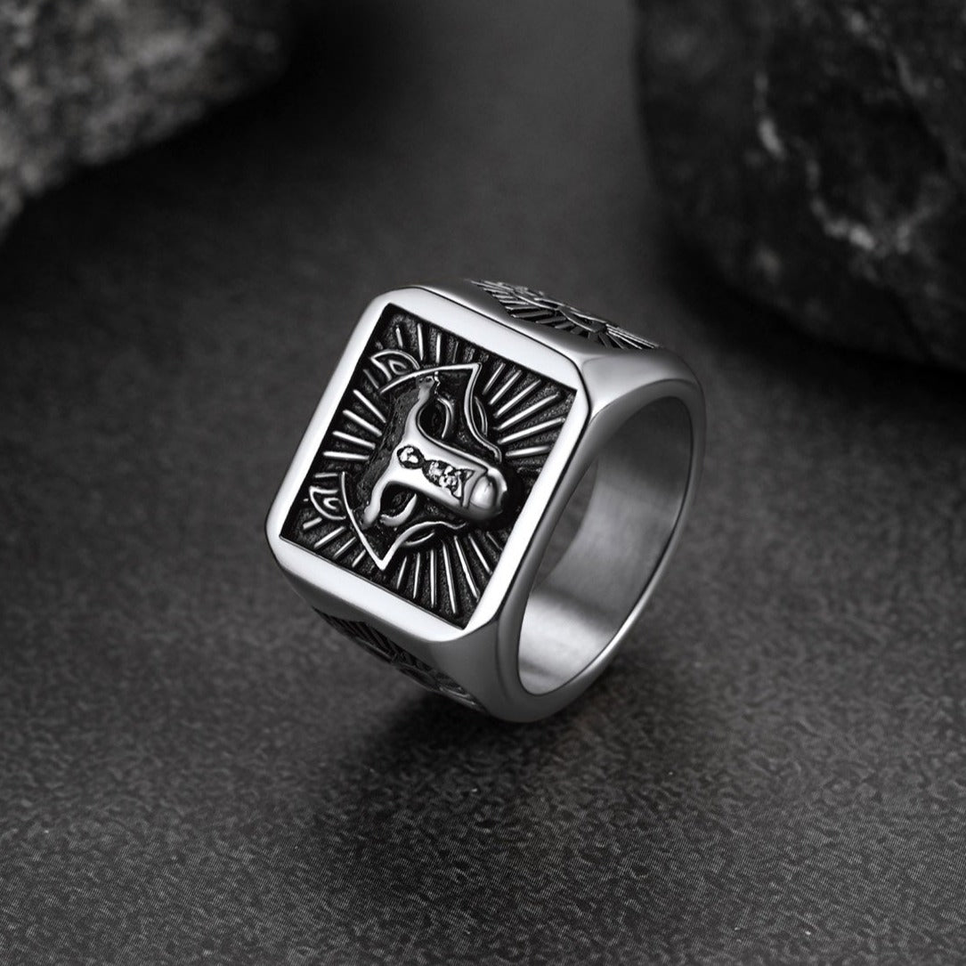 Norse Viking Wolf Signet Ring for