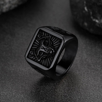 Norse Viking Wolf Signet Ring for