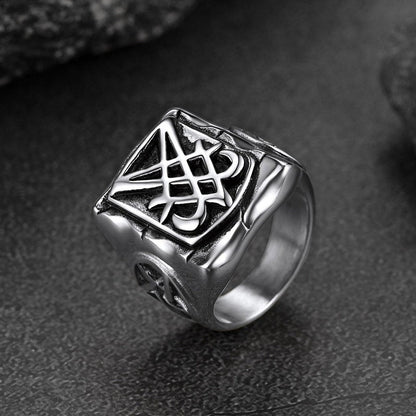 Satanic Lucifer Stainless Steel Signet Ring for