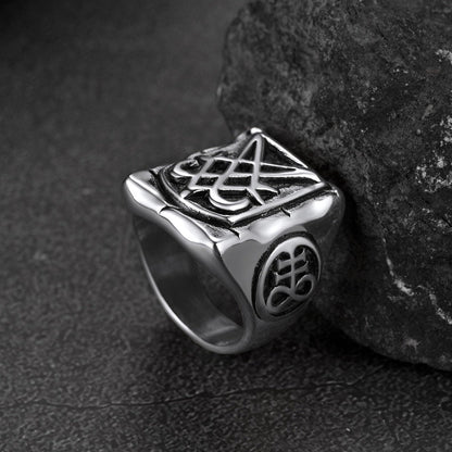 Satanic Lucifer Stainless Steel Signet Ring for