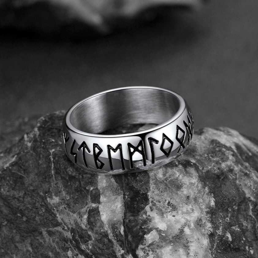 Flash Norse Viking Runes Ring Stainless Steel Ring for