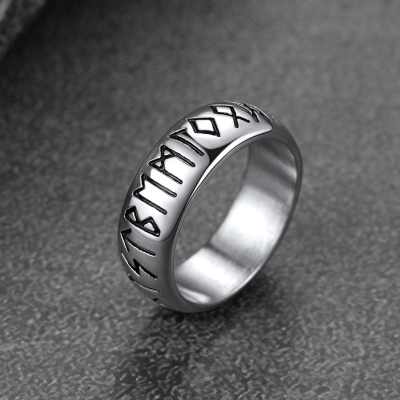 Flash Norse Viking Runes Ring Stainless Steel Ring for
