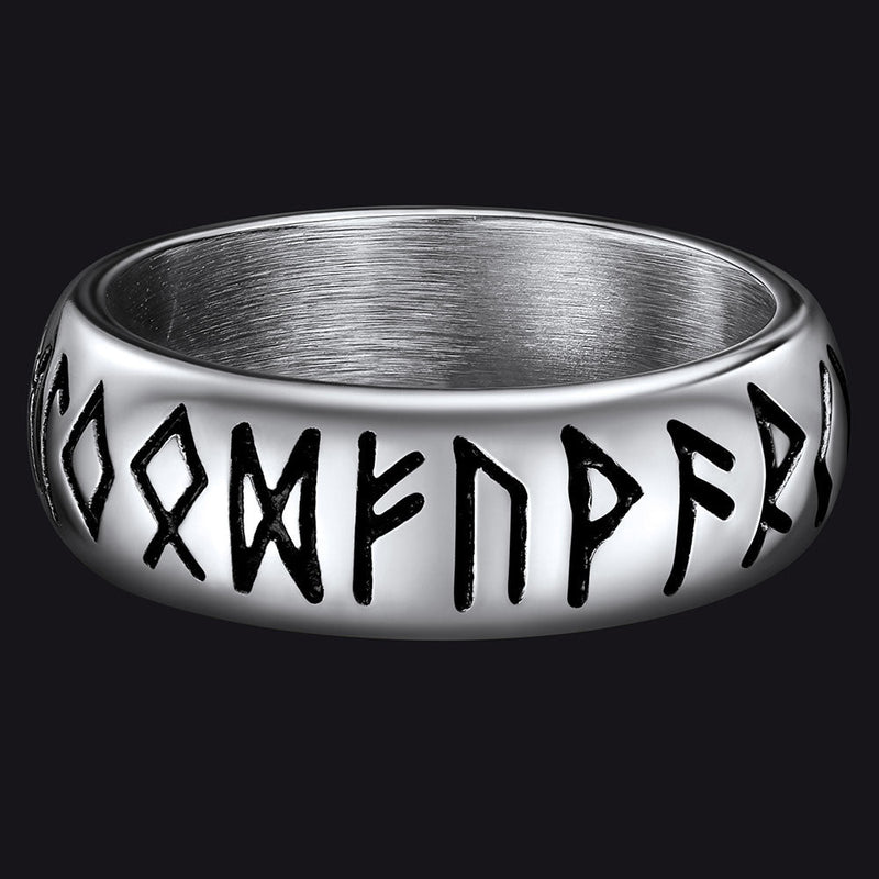 Flash Norse Viking Runes Ring Stainless Steel Ring for