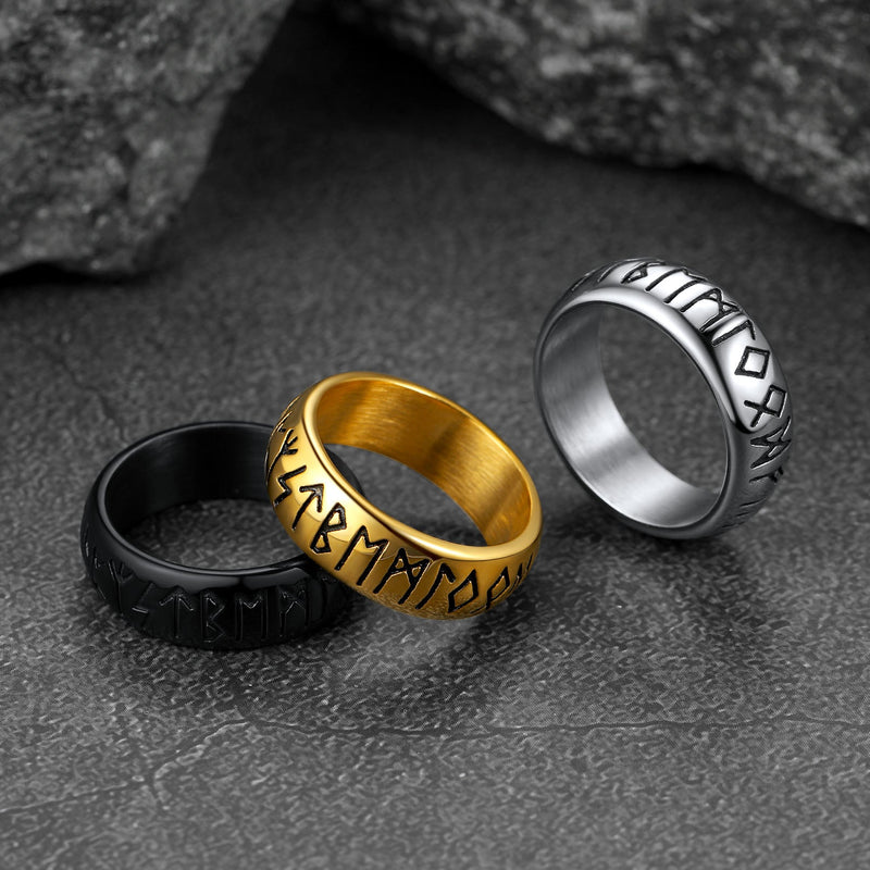 Flash Norse Viking Runes Ring Stainless Steel Ring for