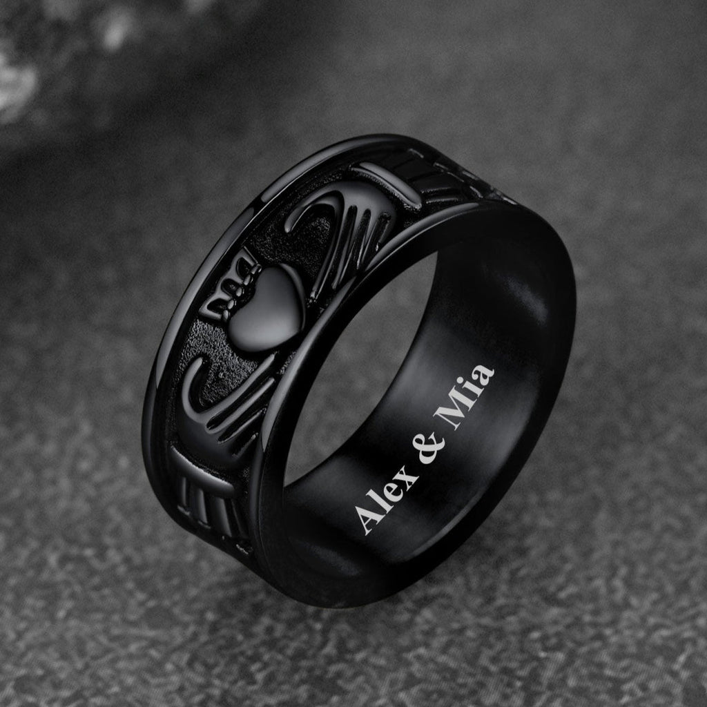 Celtic Claddagh Love Wedding Band Ring for