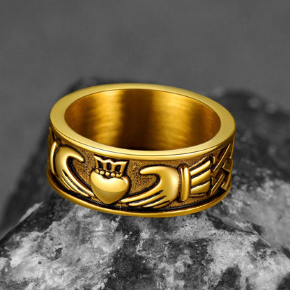Celtic Claddagh Love Wedding Band Ring for