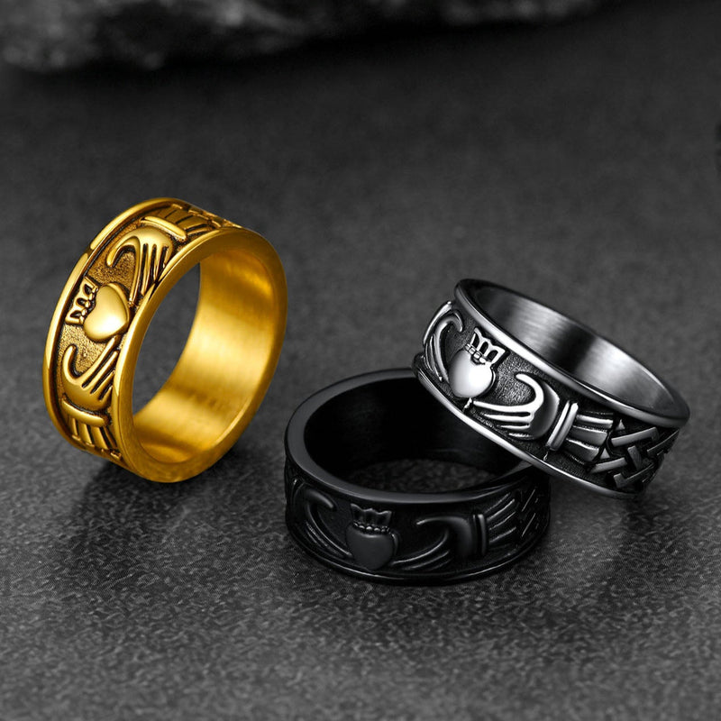 Celtic Claddagh Love Wedding Band Ring for