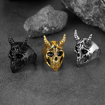 Satanic Baphomet Goat Skull Head Ring for
