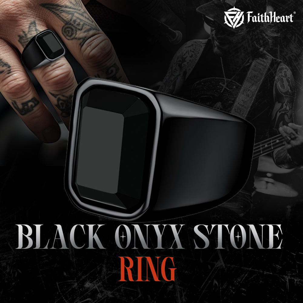 Black Onyx Stone Ring Signet Ring for Size 07-12