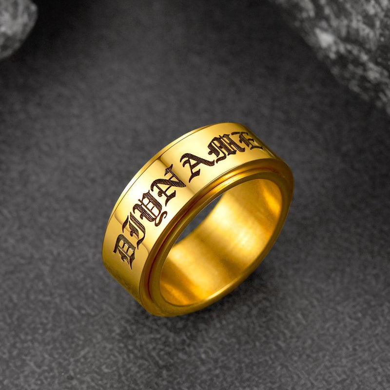 Custom Engraved Fidget Spinner Anxiety Stainless Steel Ring for