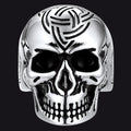 Gothic Skull Ring for With Viking Celtic Triquetra